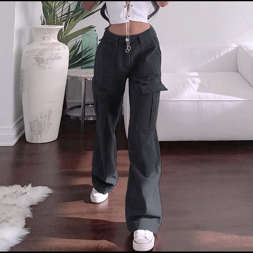 Women's Y2K Fashion Wide Leg High Waist Cargo Pants